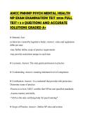 ANCC PMHNP PSYCH MENTAL HEALTH&NewLine;NP EXAM EXAMINATION TEST 2026 FULL&NewLine;TEST 1 2 3 QUESTIONS AND ACCURATE&NewLine;SOLUTIONS GRADED A&plus;