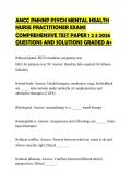 ANCC PMHNP PSYCH MENTAL HEALTH&NewLine;NURSE PRACTITIONER EXAMS&NewLine;COMPREHENSIVE TEST PAPER 1 2 3 2026&NewLine;QUESTIONS AND SOLUTIONS GRADED A&plus;&NewLine;