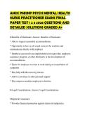 ANCC PMHNP PSYCH MENTAL HEALTH&NewLine;NURSE PRACTITIONER EXAMS FINAL&NewLine;PAPER TEST 1 2 3 2026 QUESTIONS AND&NewLine;DETAILED SOLUTIONS GRADED A&plus;
