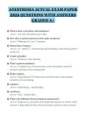 ANESTHESIA ACTUAL EXAM PAPER&NewLine;2026 QUESTIONS WITH ANSWERS&NewLine;GRADED A&plus;&NewLine;