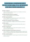 ANESTHESIA COMPREHENSIVE&NewLine;STUDY GUIDE 2026 FULL QUESTIONS&NewLine;AND SOLUTIONS GRADED A&plus;