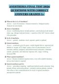 ANESTHESIA FINAL TEST 2026&NewLine;QUESTIONS WITH CORRECT&NewLine;ANSWERS GRADED A&plus;&NewLine;