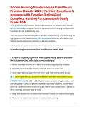 UConn Nursing Fundamentals Final Exam Practice Bundle 2026 &vert; Verified Questions & Answers with Detailed Rationales &vert; Complete Nursing Fundamentals Study Guide PDF