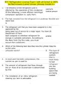 NYC Refrigeration License Exam I with all Correct & 100&percnt; Verified Answers &vert;Latest Version &vert;Already Graded A&plus;