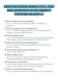 GREEN BUILDING DESIGN FINAL TEST&NewLine;2026 QUESTIONS WITH CORRECT&NewLine;ANSWERS GRADED A&plus;