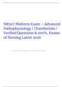 NR507 Midterm Exam &ndash; Advanced Pathophysiology &vert; Chamberlain &vert; Verified Questions & 100&percnt;&comma; Exams of Nursing