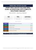 Perry Real Estate College Final Exam Actual Exam 2026&sol;2027 &ndash; Complete Exam-Style Questions &vert; 100&percnt; Verified &ndash; Pass Guaranteed &ndash; A&plus; Graded&NewLine;&NewLine;