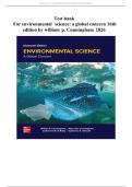 Test Bank Environmental Science A Global Concern 16th Edition Cunningham Exam Questions Answers Study Resource