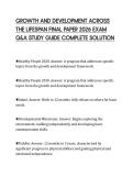 GROWTH AND DEVELOPMENT ACROSS&NewLine;THE LIFESPAN FINAL PAPER 2026 EXAM&NewLine;Q&A STUDY GUIDE COMPLETE SOLUTION&NewLine;