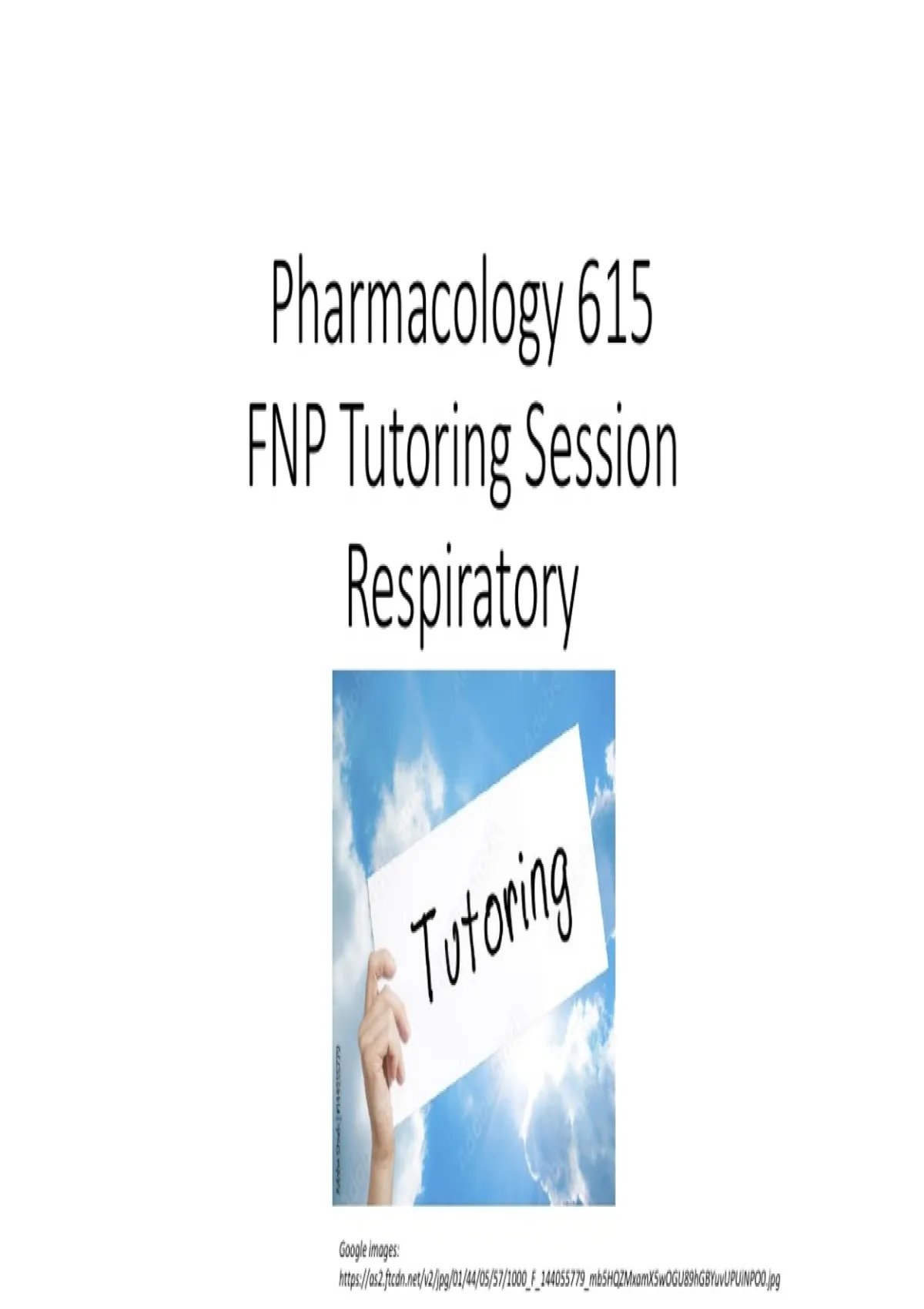 Pharmacology 615 – FNP Program – 2026–2027 Respiratory Pharmacology ...