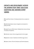 GROWTH AND DEVELOPMENT ACROSS&NewLine;THE LIFESPAN STUDY SHEET 2026 EXAM&NewLine;QUESTIONS AND ANSWERS EXPERT&NewLine;VERIFIED&NewLine;