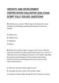 GROWTH AND DEVELOPMENT&NewLine;CERTIFICATION EVALUATION 2026 EXAM&NewLine;SCRIPT FULLY SOLVED QUESTIONS