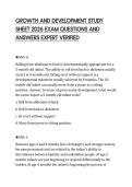 GROWTH AND DEVELOPMENT STUDY&NewLine;SHEET 2026 EXAM QUESTIONS AND&NewLine;ANSWERS EXPERT VERIFIED&NewLine;