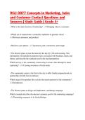 WGU D077 Concepts in Marketing&comma; Sales&NewLine;and Customer Contact Questions and&NewLine;Answers &vert; Study Guide &vert; Grade A&plus;