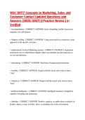 WGU D077 Concepts in Marketing&comma; Sales and&NewLine;Customer Contact Updated Questions and&NewLine;Answers &lpar;2026&sol;2027&rpar; &vert; Practice Review &vert; A&plus;&NewLine;Verified
