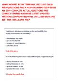 IBHRE NEWEST EXAM TESTBANK 2027-2027 EXAM &NewLine;PREP QUESTIONS AND A NEW UPDATED STUDY GUIDE &NewLine;ALL 550&plus; COMPLETE ACTUAL QUESTIONS AND &NewLine;CORRECT VERIFIED ANSWERS &lpar;LATEST UPDATED &NewLine;VERSIONS&rpar; &vert;GUARANTEED PASS&period; &lpar;FULL REVISED EXAM &NewLine;BEST FOR FINAL EXAM PREP