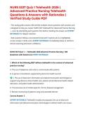NURS 5337 Quiz 1 Telehealth 2026 &vert; Advanced Practice Nursing Telehealth Questions & Answers with Rationales &vert; Verified Study Guide PDF