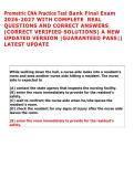 Prometric CAN Written practice Test Bank Questions & Accurate Detailed Answers &vert;&vert; &lpar;CORRECT VERIFIED SOLUTIONS&rpar; A NEW UPDATED VERSION &vert;GUARANTEED PASS&vert;&vert; LATEST UPDATE 