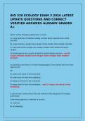 BIO 320 ECOLOGY EXAM 3 2026 LATEST UPDATE QUESTIONS AND CORRECT VERIFIED ANSWERS ALREADY GRADED A&plus;