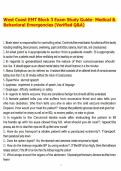 West Coast EMT Block 3 Exam Study Guide- Medical & Behavioral Emergencies &lpar;Verified Q&A&rpar;
