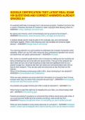 GOOGLE CERTIFICATION TEST LATEST REAL EXAM 100 QUESTIONS AND CORRECT ANSWERS ALREADY GRADED A&plus;