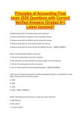 Principles of Accounting Final &NewLine;exam 2026 Questions with Correct&sol; &NewLine;Verified Answers &lpar;Graded A&plus;&rpar; &NewLine;Latest Updated&excl;&excl;