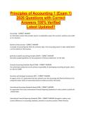 Principles of Accounting 1 &lpar;Exam 1&rpar; &NewLine;2026 Questions with Correct &NewLine;Answers 100&percnt; Verified  &NewLine;Latest Updated&excl;&excl; 