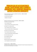 PRINCIPLES OF ACCOUNTING II &NewLine;EXAM 2 QUETSIONS AND CORRECT &NewLine;ANSWERS 100&percnt; VERIFIED GRADE A&plus; &NewLine;LATEST UPDATED 20262027&excl;&excl; 