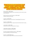 PRINCIPLES OF ACCOUNTING EXAM &NewLine;1 STUDY GUIDE&colon; QUESTIONS AND &NewLine;CORRECT ANSWERS 100&percnt; VERIFIED &NewLine;LATEST UPDATED 2026&sol;2027 