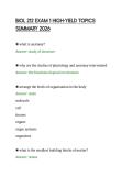BIOL 212 EXAM 1 HIGH-YIELD TOPICS&NewLine;SUMMARY 2026