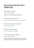 BIOL 212 EXAM 2 HIGH-YIELD TOPICS&NewLine;SUMMARY 2026&NewLine;