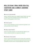 BIOL 212 EXAM 1 FINAL PAPER 2026 FULL&NewLine;QUESTIONS AND CORRECT ANSWERS&NewLine;STUDY GUIDE&NewLine;