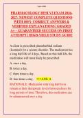 PHARMACOLOGY HESI V2 EXAM 2026-2027&colon; NEWEST COMPLETE TEST BANK WITH 100&percnt; CORRECT ANSWERS & VERIFIED RATIONALES &vert; GRADED A&plus; &ndash; GUARANTEED SUCCESS ON FIRST ATTEMPT &vert; HIGH-YIELD STUDY GUIDE