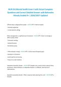 NUR 253 Mental health Exam 3 with Actual Complete &NewLine;Questions and Correct Detailed Answer with Rationales &NewLine;Already Graded A&plus; &vert; 2026&sol;2027 Updated 