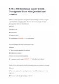 CPCU 500 Becoming a Leader in Risk Management Exam with Questions and Answers