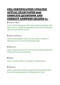 CMA CERTIFICATION UPDATED&NewLine;ACTUAL EXAM PAPER 2026&NewLine;COMPLETE QUESTIONS AND&NewLine;CORRECT ANSWERS GRADED A&plus;&NewLine;