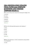 CMA CERTIFICATION UPDATED&NewLine;FINAL PAPER 2026 COMPLETE&NewLine;QUESTIONS AND VERIFIED&NewLine;ANSWERS GRADE A&plus;