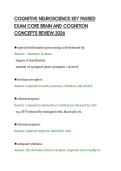 COGNITIVE NEUROSCIENCE KEY PASSED&NewLine;EXAM CORE BRAIN AND COGNITION&NewLine;CONCEPTS REVIEW 2026