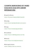 COGNITIVE NEUROSCIENCE KEY PASSED&NewLine;EXAM MOCK EXAM WITH ANSWER&NewLine;RATIONALES 2026