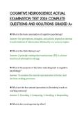 COGNITIVE NEUROSCIENCE ACTUAL&NewLine;EXAMINATION TEST 2026 COMPLETE&NewLine;QUESTIONS AND SOLUTIONS GRADED A&plus;