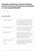Population Health Exam 1 Practice Questions and Correct Answers &lpar;Verified Answers&rpar; Graded A&plus; &vert; New Update 2026&sol;2027