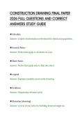 CONSTRUCTION DRAWING FINAL PAPER&NewLine;2026 FULL QUESTIONS AND CORRECT&NewLine;ANSWERS STUDY GUIDE&NewLine;