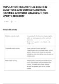 POPULATION HEALTH FINAL EXAM &vert; 82 QUESTIONS AND CORRECT ANSWERS &lpar;VERIFIED ANSWERS&rpar; GRADED A&plus; &vert; NEW UPDATE 2026&sol;2027&NewLine;