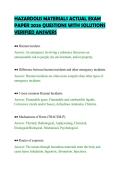 HAZARDOUS MATERIALS ACTUAL EXAM&NewLine;PAPER 2026 QUESTIONS WITH SOLUTIONS&NewLine;VERIFIED ANSWERS&NewLine;