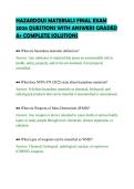 HAZARDOUS MATERIALS FINAL EXAM&NewLine;2026 QUESTIONS WITH ANSWERS GRADED&NewLine;A&plus; COMPLETE SOLUTIONS
