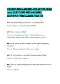 HAZARDOUS MATERIALS PRACTICE EXAM&NewLine;2026 QUESTIONS AND ANSWERS&NewLine;CERTIFICATION EVALUATION SET&NewLine;