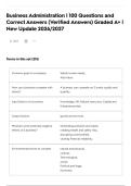 Business Administration &vert; 100 Questions and Correct Answers &lpar;Verified Answers&rpar; Graded A&plus; &vert; New Update 2026&sol;2027