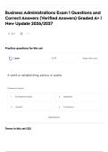 Business Administrations Exam 1 Questions and Correct Answers &lpar;Verified Answers&rpar; Graded A&plus; &vert; New Update 2026&sol;2027