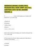 DEFENSIVE DRIVING COURSE FINAL&NewLine;PACKAGE DEAL EXAM SCRIPT 2026 FULL&NewLine;QUESTIONS WITH TESTED ANSWERS&NewLine;GRADED A&plus;