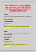 FISDAP PARAMEDIC FINAL LATEST EXAM &sol;PARAMEDIC &NewLine;FISDAP FINAL EXAM TEST BANK &sol;FISDAP PARAMEDIC &NewLine;FINAL EXAM PREPARATION REAL EXAM QUESTIONS &NewLine;AND CORRECT ANSWERS&vert;AGRADE 